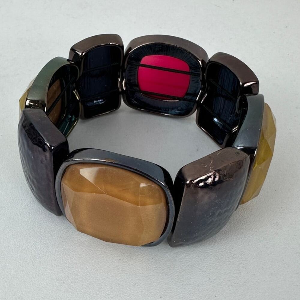 Bill Blass Stretchy Bracelet Stone Bracelet Red Brown - Picture 3 of 6
